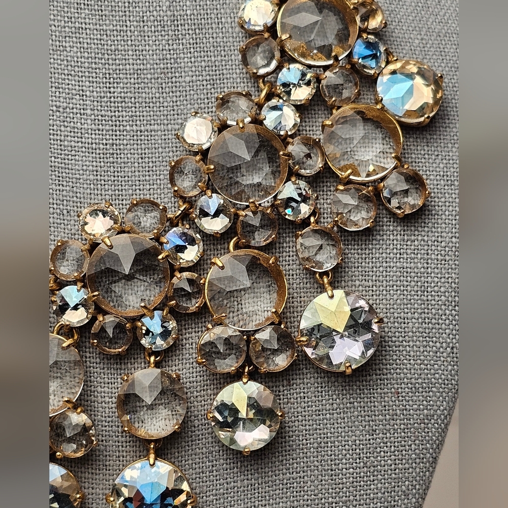 [J. CREW] Gold Crystal Drop Bib Statement Necklace - Picture 4 of 16